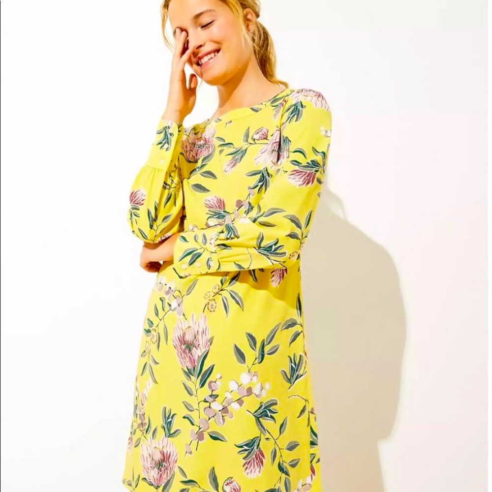 NWT Ann Taylor Loft Yellow floral dress, size 8 Petite